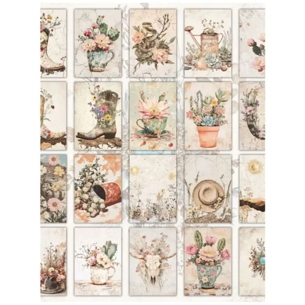 NWT Vintage Western Wildflower Junk Journal Scrapbook Ephemera Paper Set 4x6